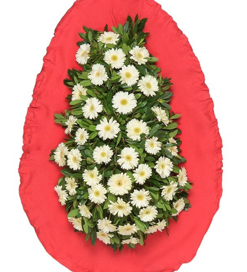 Doğal Beyaz Gerberalarla Hazırlanmış Tek Katlı Ayaklı Çelenk