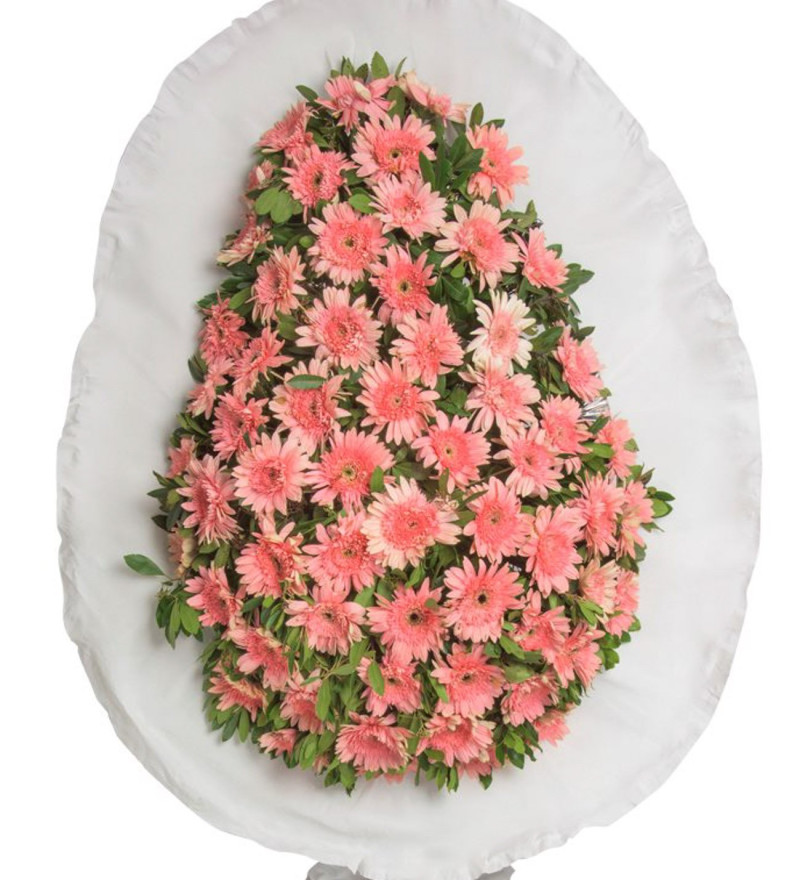 Lüks Pembe Gerberalar İki Katlı Çelenk